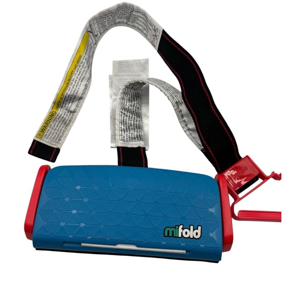 Mifold Grab & Go Compact Car Booster Blue Portable Seat 40-100 Lbs Travel Child